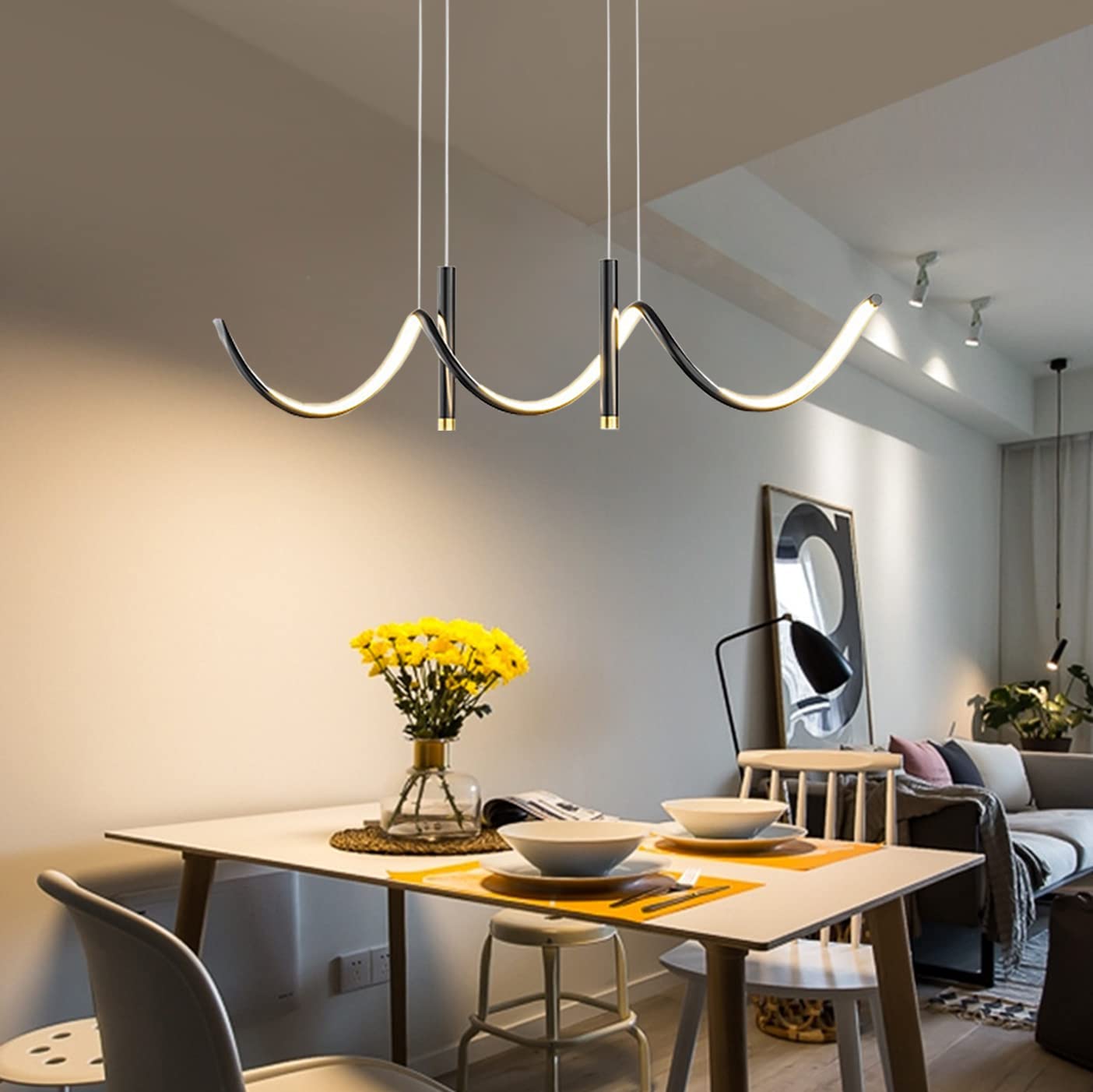 Suspension LED variable avec télécommande pour salon et cuisine