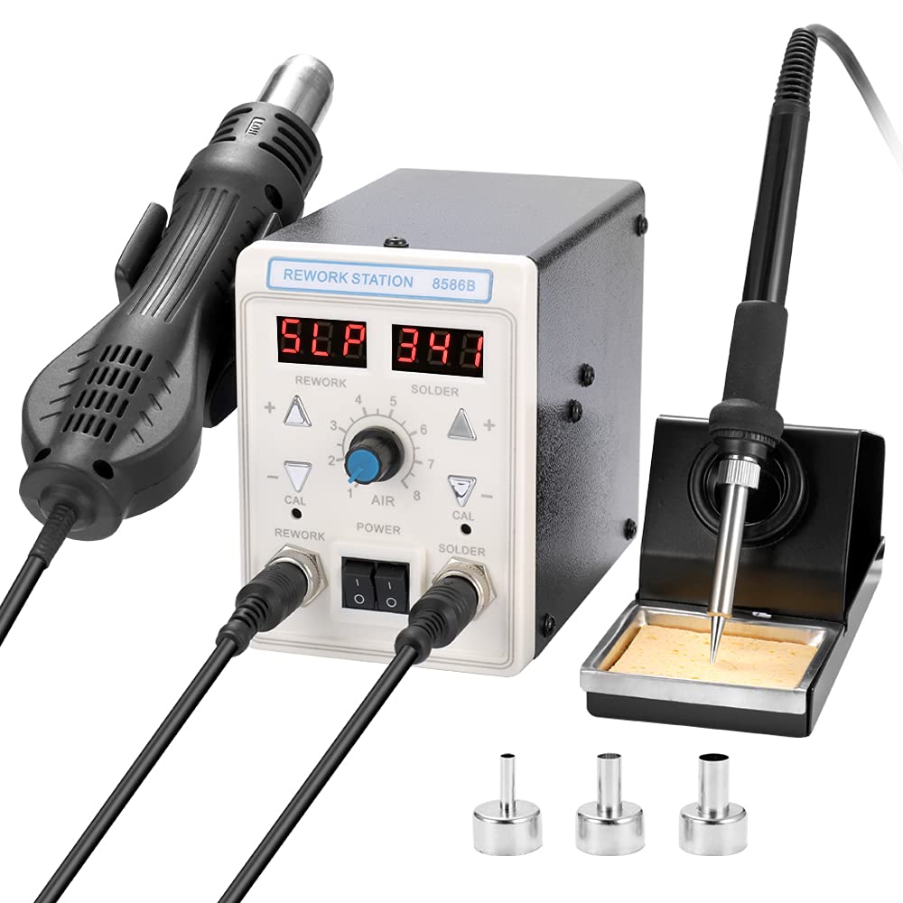 Hot Air Machine Soldering Iron Dual Display 2 in 1 Multifunctional Rework Soldering Station Welding Set