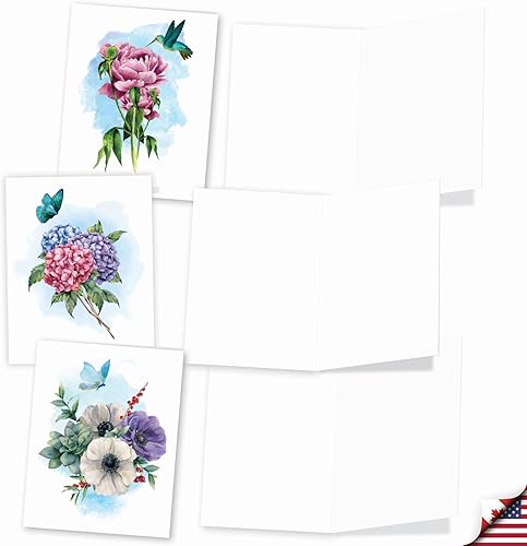 Miniatura 3 de The Best Card Company - 20 tarjetas surtidas para plantas en blanco (4 x 5.12 pulgadas) (10 diseños, 2 de cada uno) - Esplendor floral de acuarela