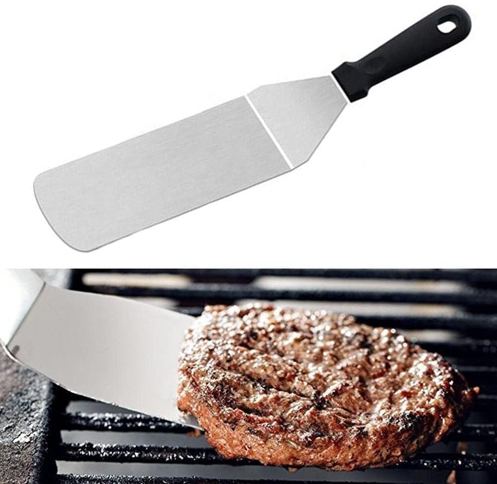 Set di 3 Utensili per Barbecue in Acciaio Inossidabile, Kit di spatole per griglia da Cucina e da Campeggio con Manico in plastica