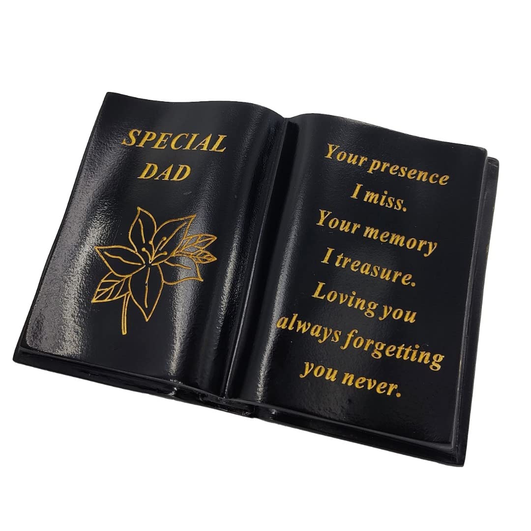 AngraveMemorials Special Dad Gold Lily Flower Graveside Black Book Memorial Ornament