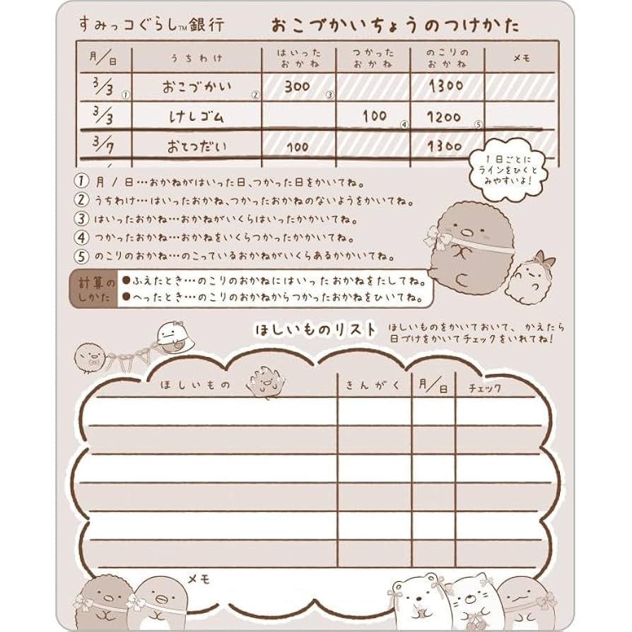 Amazon.co.jp: サンエックス すみっコぐらし おこづかい帳