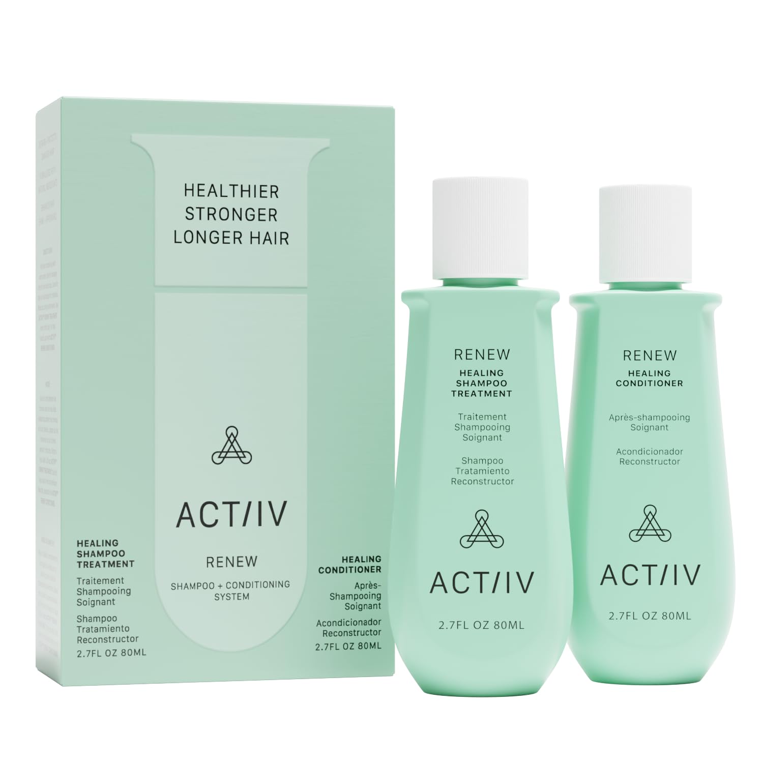 ACTIIV Renew Travel Duo (Unisex) | Supports Scalp Health & Appearance of Fuller, Healthier-Looking Hair, Hydrates & Nourishes, Heals Damaged & Over-Processed Hair, Plant-Based, Color-Safe, Vegan