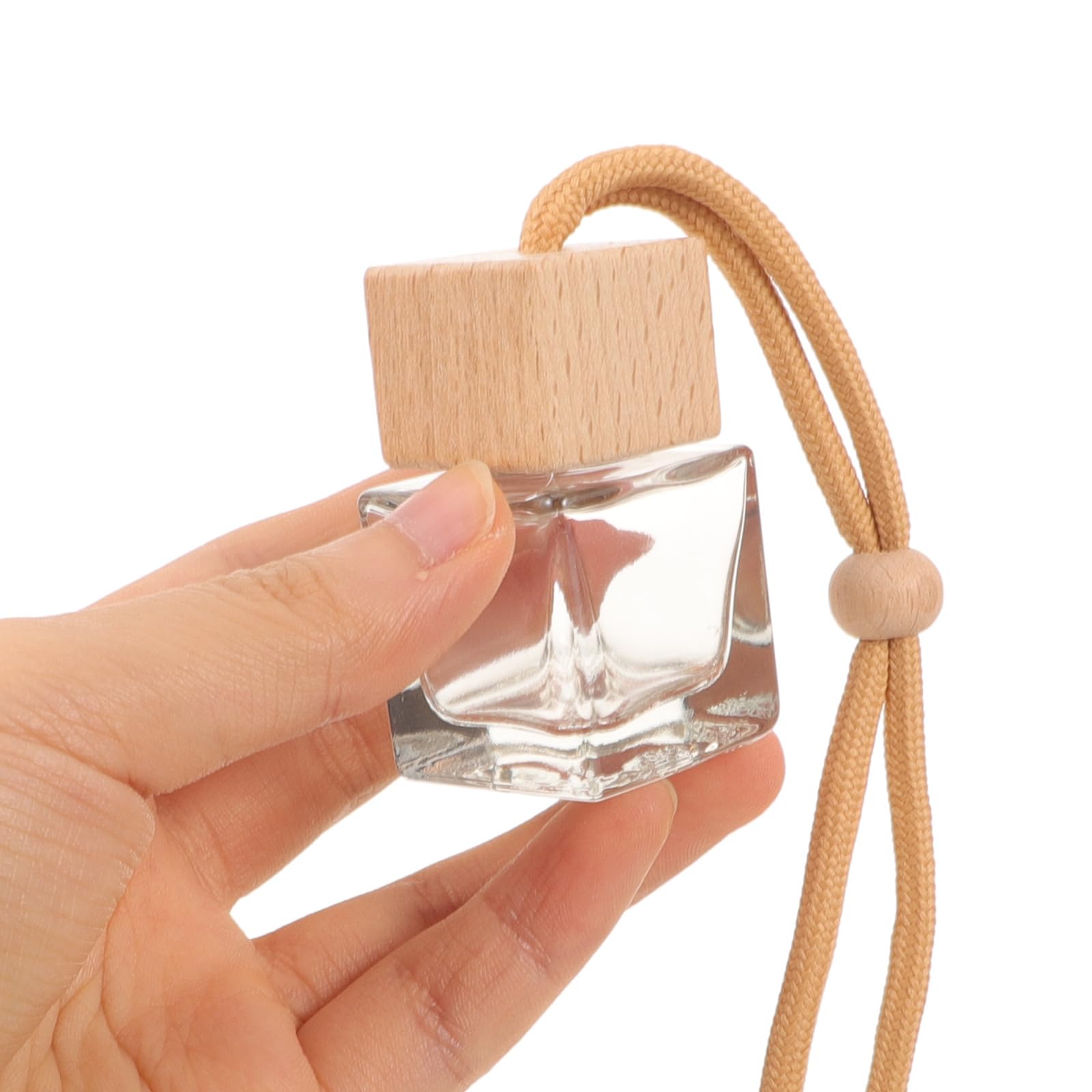 Flacone Diffusore per Auto 10 Pezzi Bottiglie di Profumo Vuote 10 Ml Ciondolo e Tappi Quadrati Trasparenti per Profumatori Macchina e Riduzione Stanchezza