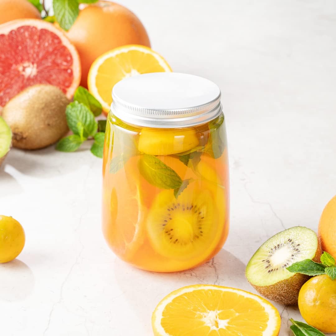 Restaurantware Bottle Tek 17 Ounce Juice Bottles 100 Round Empty Plastic Bottles - Disposable With Aluminum Lids Clear Plastic Juice Containers For Juicing For Tea Smoothies Or Cocktails