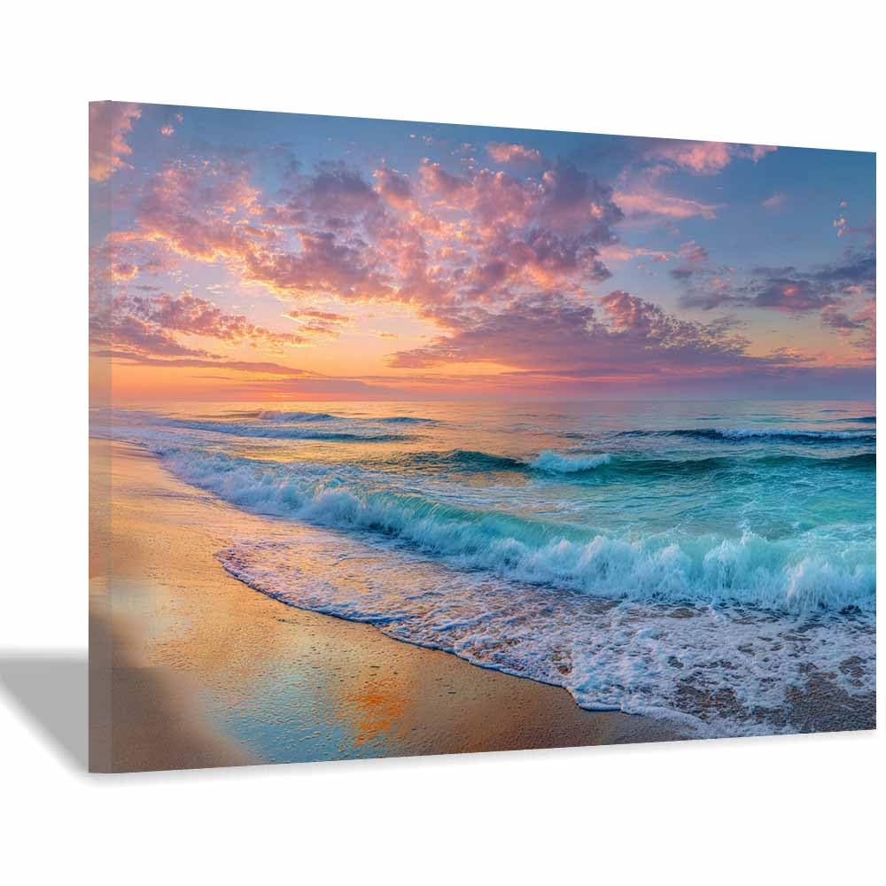 HOQIU Wall art for home decor Pastel Beaches es Sunset canvas artwork for wall, art prints, For living room, bedroom, bathroom, dining room, painting and decor.(Multicolor)-60x80cm Framed