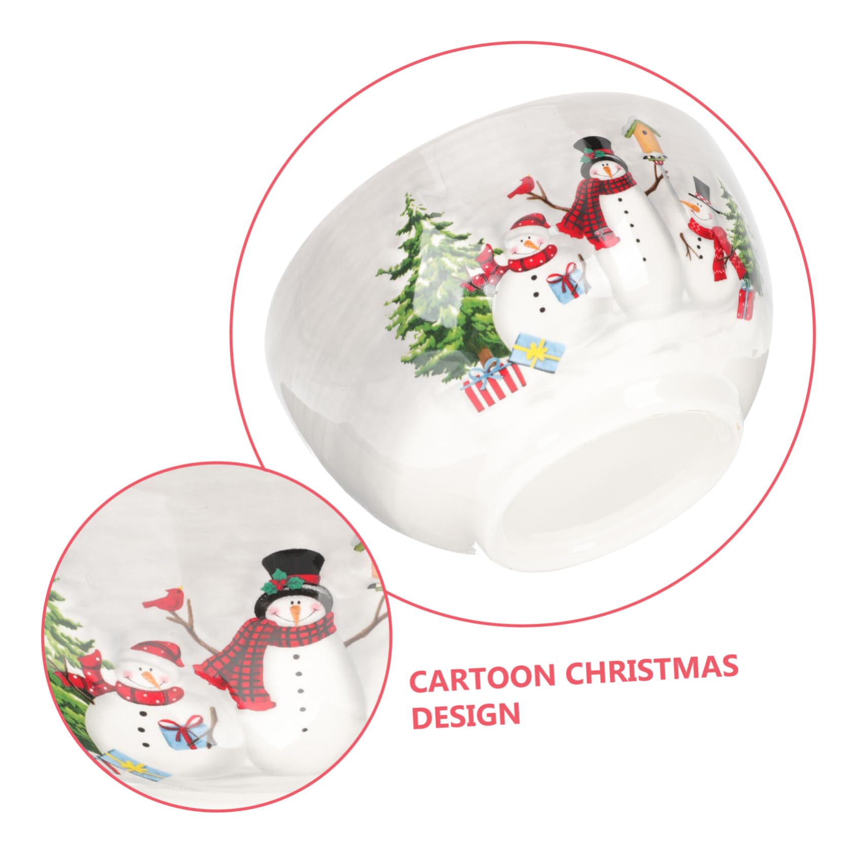 Cabilock 2 Pièces bol à riz en céramique bols de cuisine bol à collation bol de service des fêtes bol à dessert fruit assiette creuse bol de riz style noël bol de nourriture en céramique