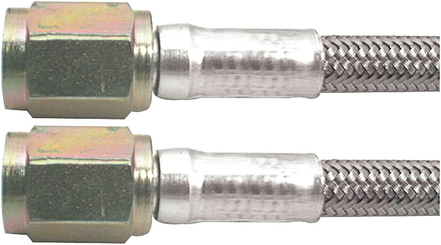 Allstar Performance AN Hose Assembly, 18 in Long, 3 AN Hose, 3 AN Straight Female to 3 AN Straight Female, Braided Stainless, PTFE Lined, Each
