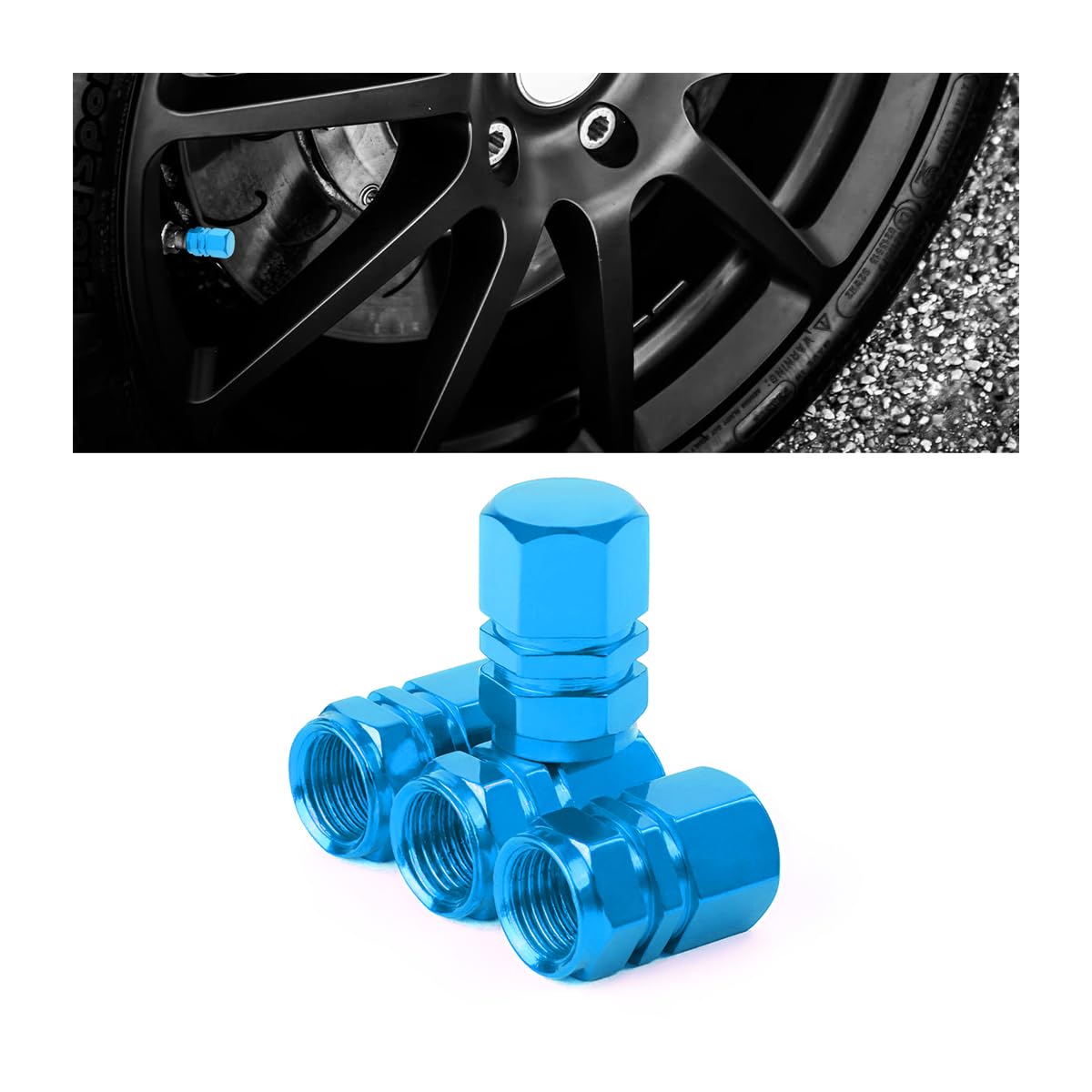 Osilly 4PCS Aluminum Tire Valve Stem Caps, Sky Blue