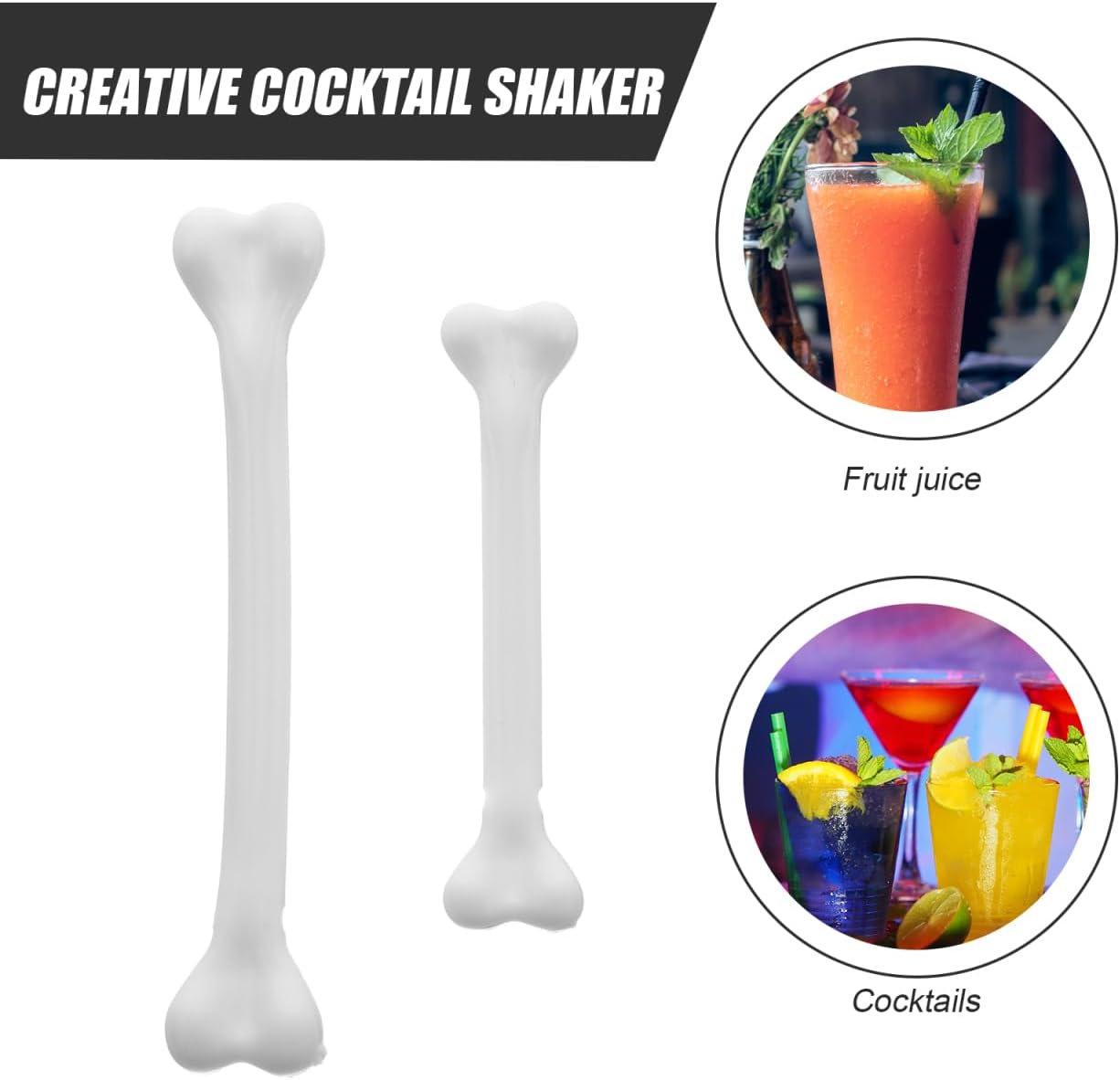 STOBAZA 50Pcs Bone Shaped Cocktail Swizzle Sticks, Halloween Decorations Drink Stirring Rods for Milk Tea and Cocktails for Home Bar Party Use
