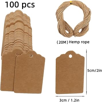 Price Tags with String,Price Tags Gift Tags with String Attached 1.22 Inch(100PCS)