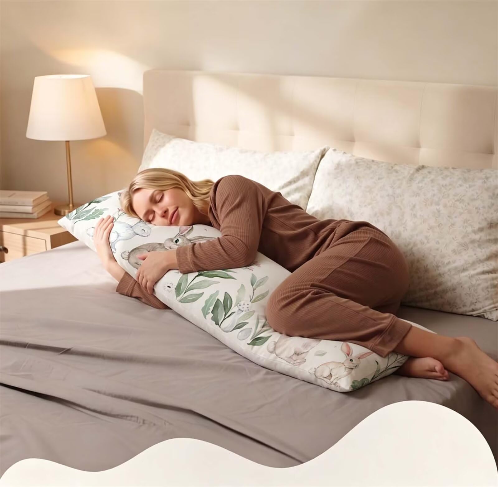 Tiere-11 Seitenschläferkissen bezug 55 x 160 cm Schwangerschaftskissen Samt | Blume Langes Kissenbezug mit Unsichtbarer Reißverschluss XXL Kissenbezug Komfortkissen für Bett Sofa Deko j-111