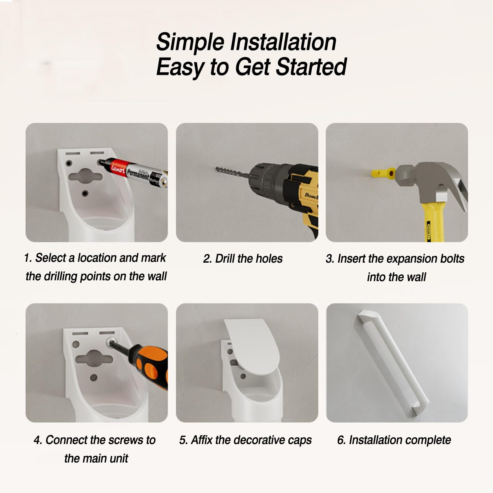 Poręcze prysznicowe w łazience, antypoślizgowe uchwyty pomocnicze ze stali nierdzewnej zaprojektowane specjalnie dla seniorów, odpowiednie do poręczy bezpieczeństwa łazienkach(59cm)