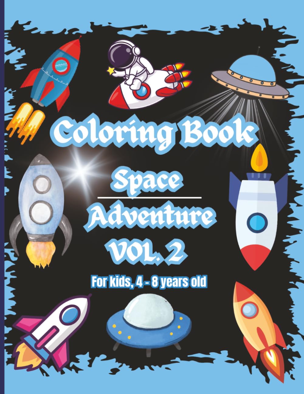 This Coloring Book Title is "Space Adventure". Stress relieving artwork. Improve your emotional resilience. Great gift for young boys, and young girls, ages 4 - 8years.