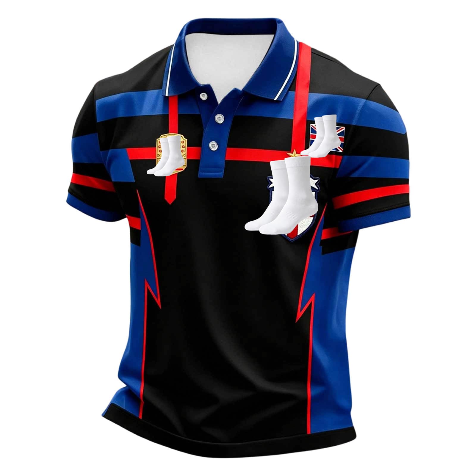 Football Jersey Men Polo Shirts for Men - Football Shirts Short Sleeve Collared Neck Button Down Polo Shirt Athletic Stretch Breathable Running Shirt Lightweight Outdoor Comfort Sports T-Shirts