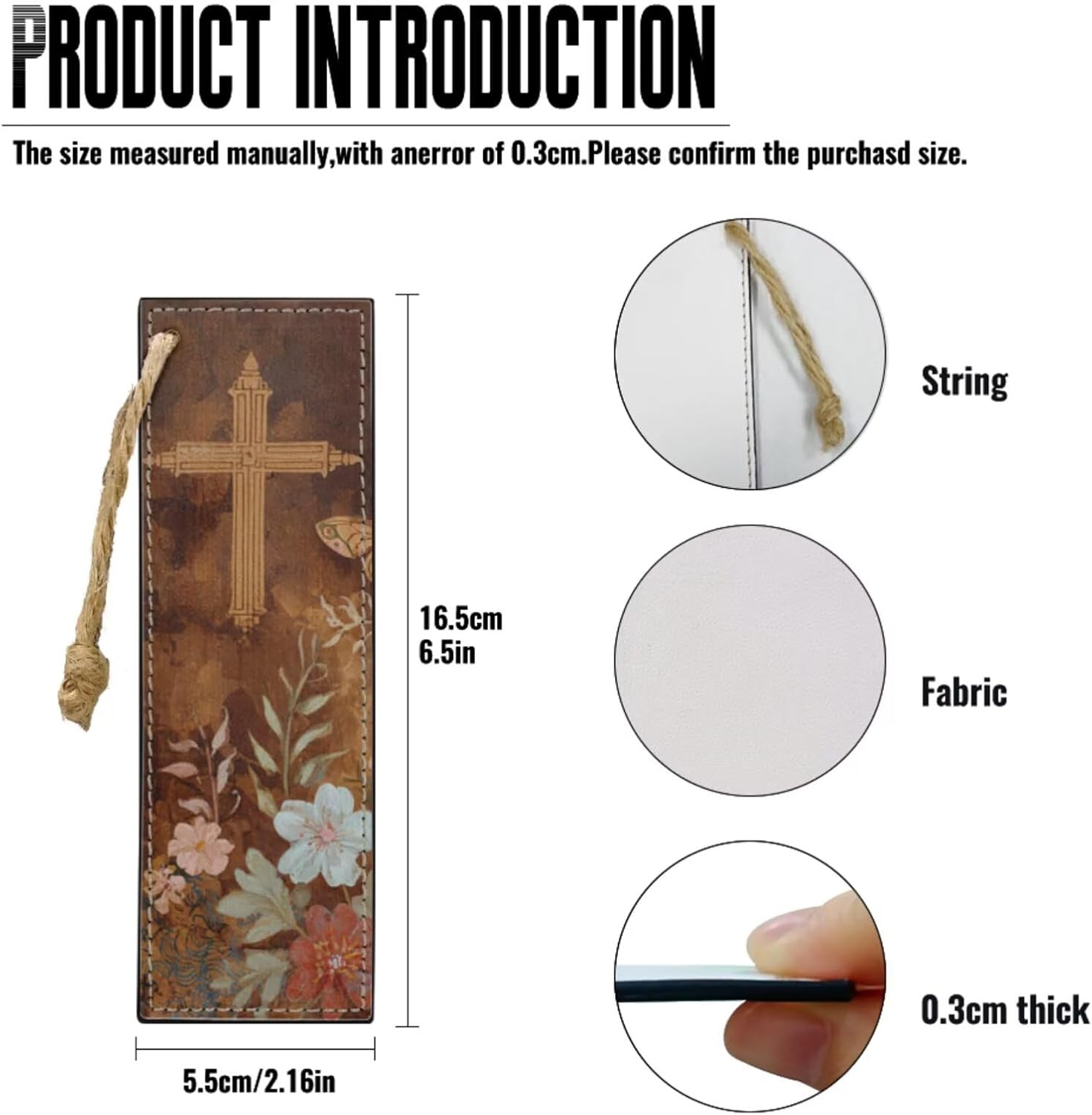 PU Leather Bible Case for Women Vintage Art Style Butterfly Cross Bible Cover with Bookmark Durable Bible Bag for Christian Daily Church Bag with Pockets Handle Brown