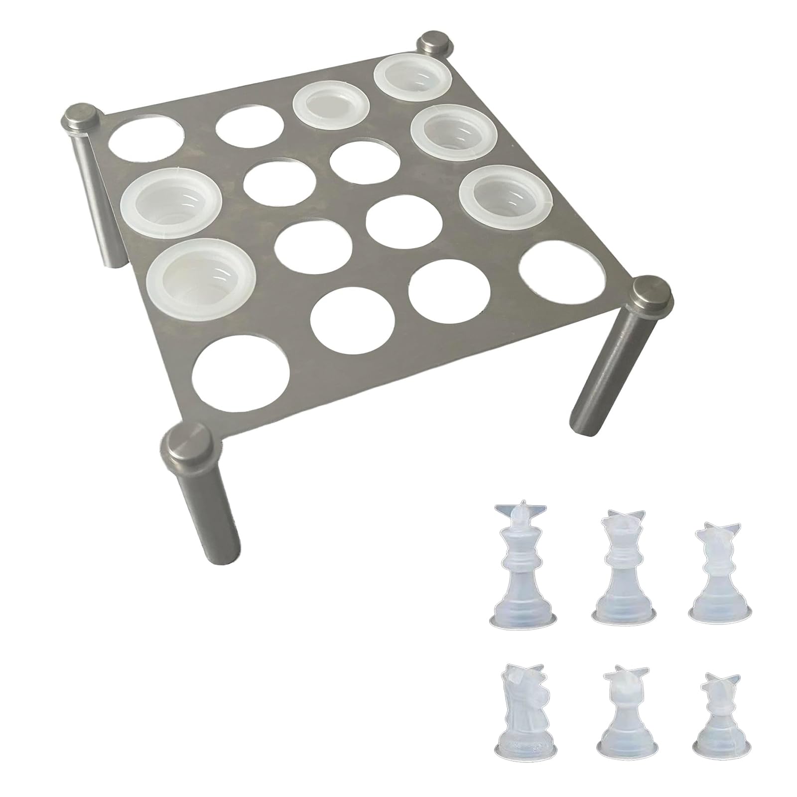 NEWFT Chess Organizers Metal Stand Silicone Crafting Mold Chess Chess Display Holder Chess Item Stand for Crafting