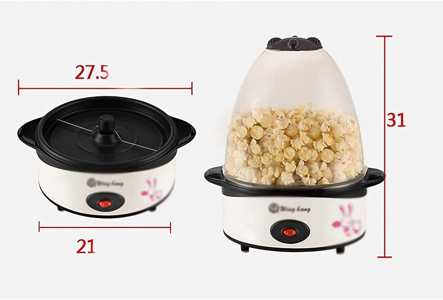 Macchina per Popcorn, Macchina elettrica per Popcorn ad Aria Calda Senza Grassi Fai da Te, Snack Portatili compatti Fatti in casa, pu貌 Mettere Olio e Zucchero e condimenti, Rosso
