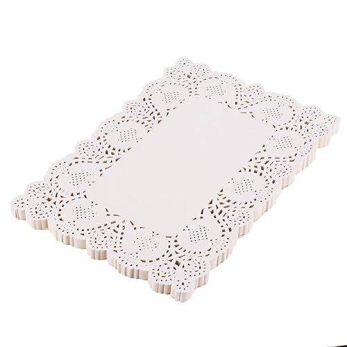 DECORA 200 Pieces White Rectangle Lace Paper Doilies 14x10 Inch