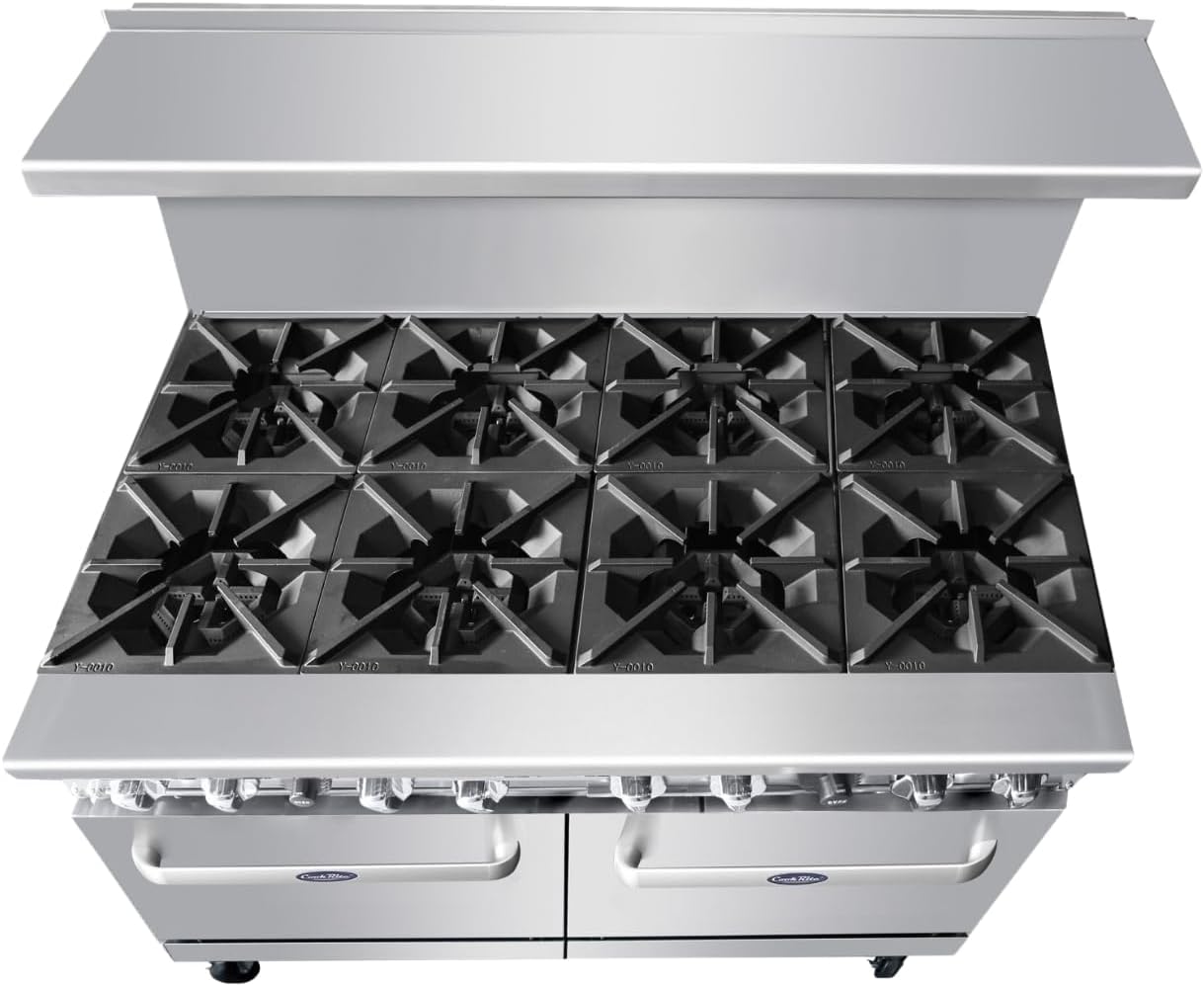 Atosa AGR Commercial Gas Range, 48" Gas Range, (8) Burners Top, (2) 20" Standard Ovens, Natural Gas (AGR-8B-NG)