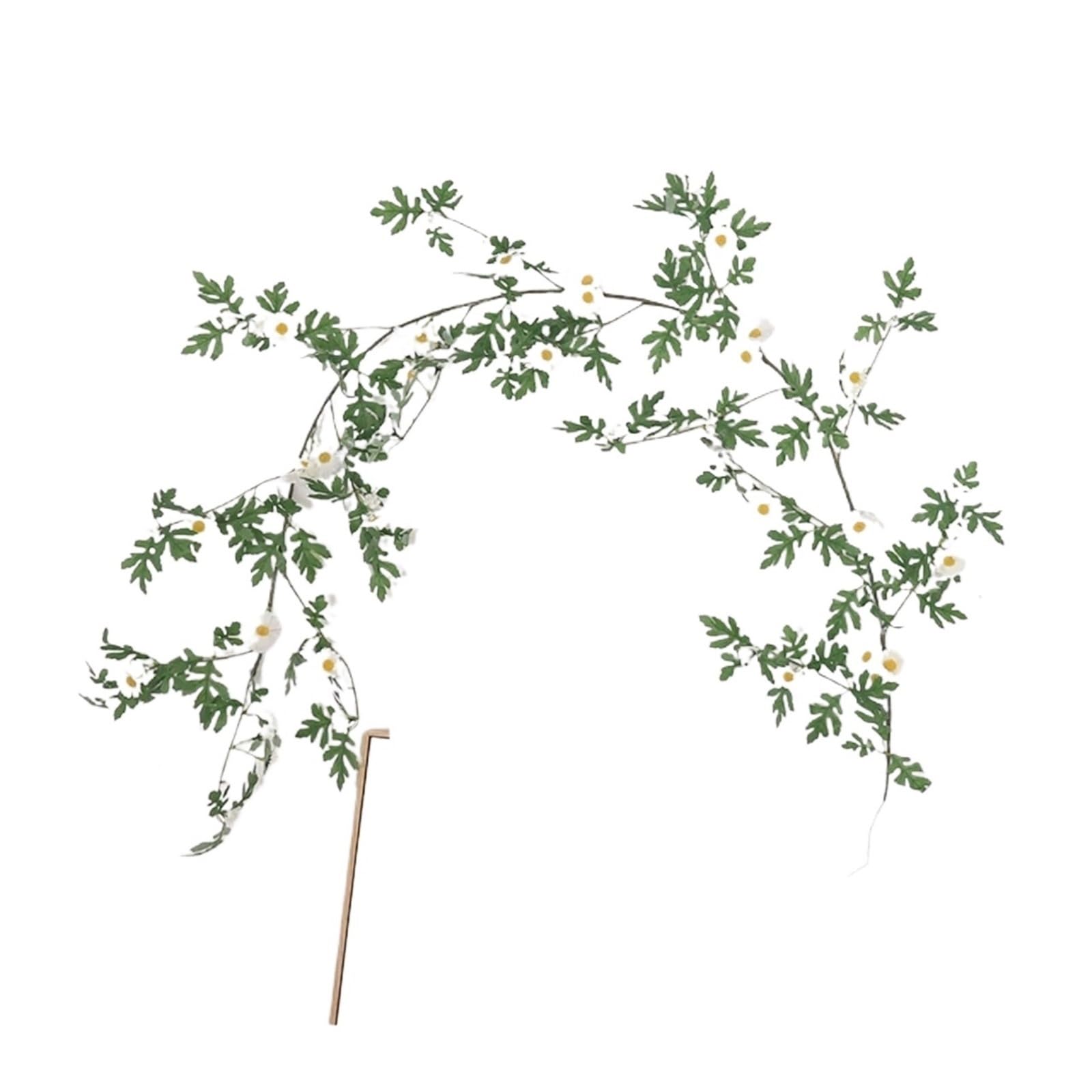 Ghirlanda di fiori artificiali, ghirlanda di margherite in rattan, decorazione da parete per matrimoni, hotel, casa, ufficio, soggiorno (Wit, 1 pezzo)