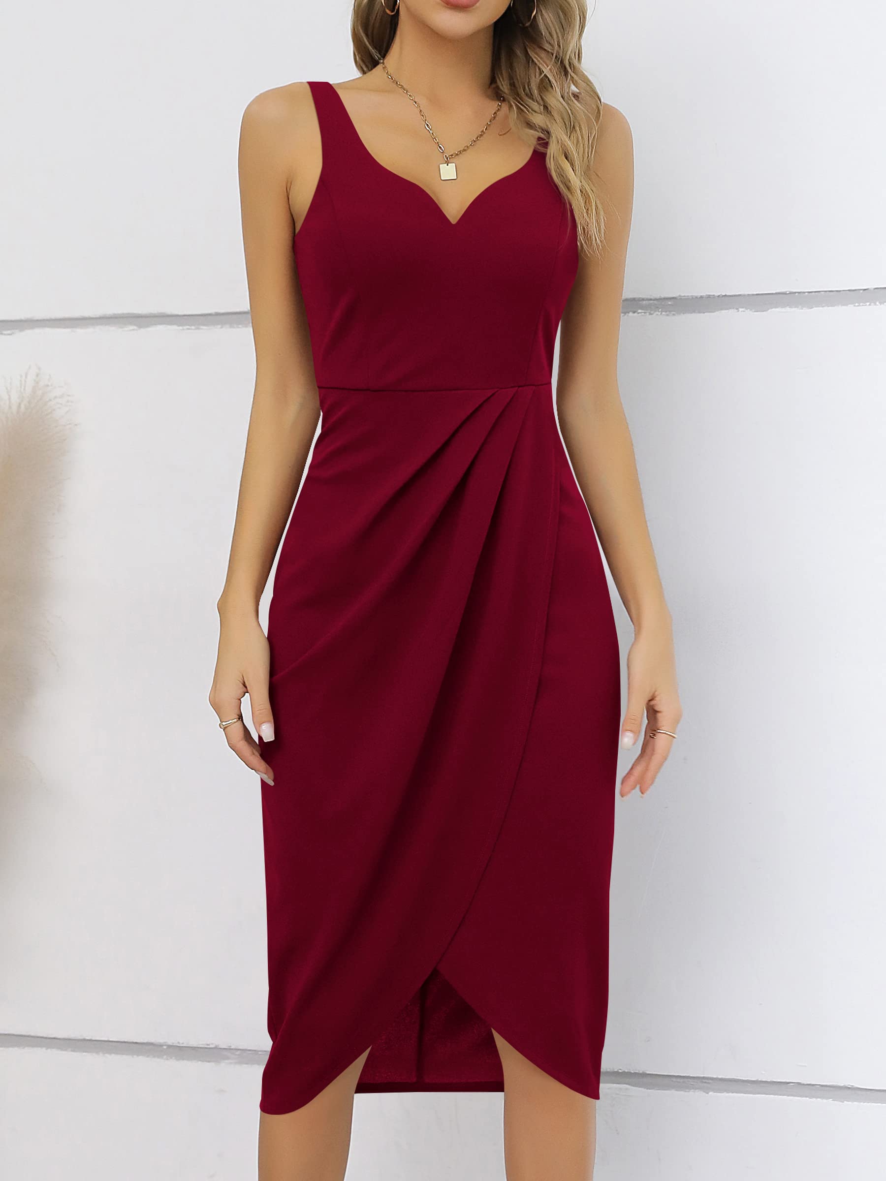 Missufe Robe de cocktail élégante pour femme, robe de soirée rockabilly moulante vintage