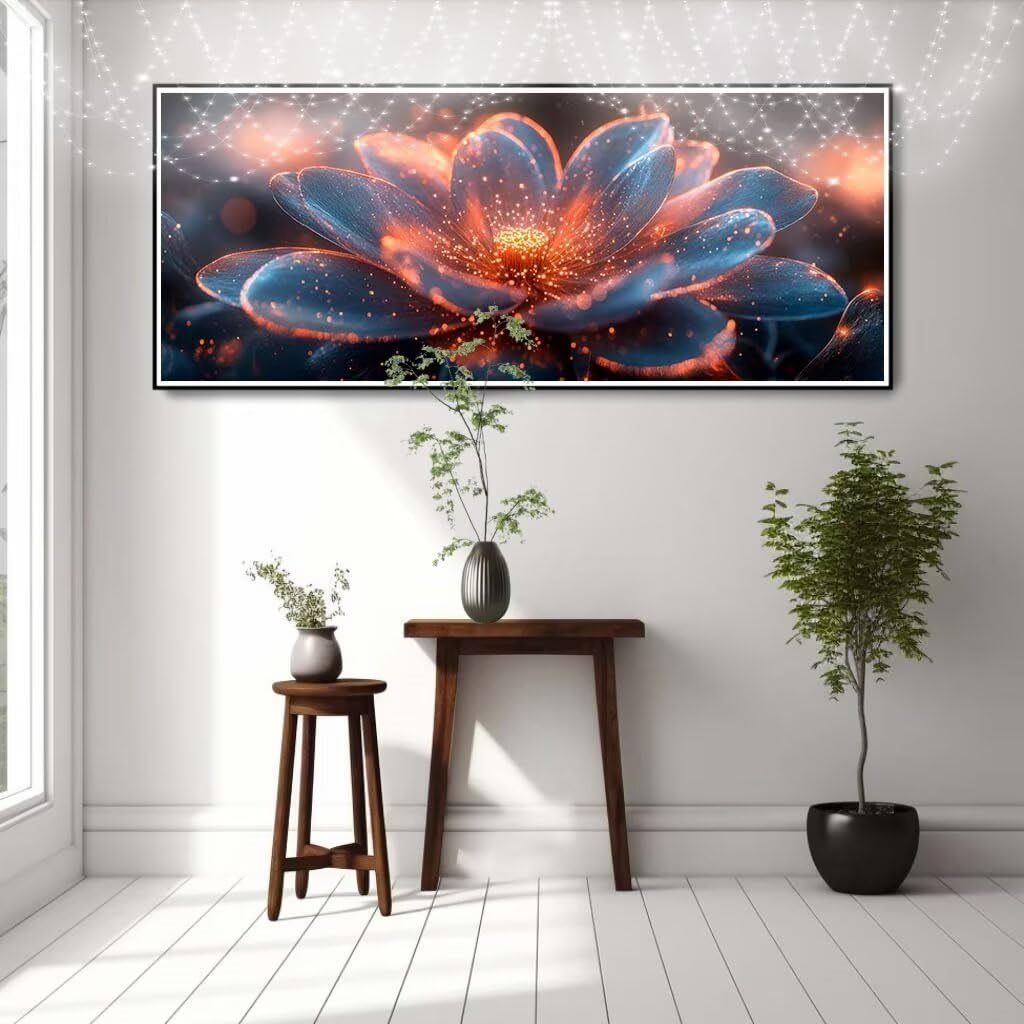 Malarstwo diamentowe 5D dla dorosłych, motyw lotosu, obraz "zrób to sam", obraz dla dzieci (80 x 200 cm), zestaw do malowania, zestaw do malowania diamentami, kryształki, rzemiosło, na prezent