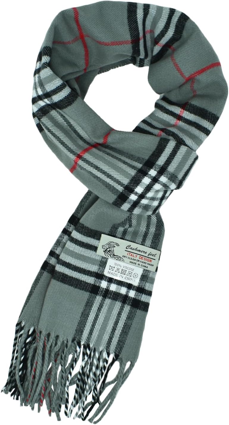 Unisex Classic Tartan Plaid Winter Scarf Soft Cashmere Feel 72"x12"
