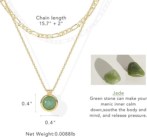 Vista 5 de DISTANT DRUMS Juego de joyas de piedra de aventurina verde natural simple para mujer, aretes de aro, pulsera, collar, regalo espiritual chapado