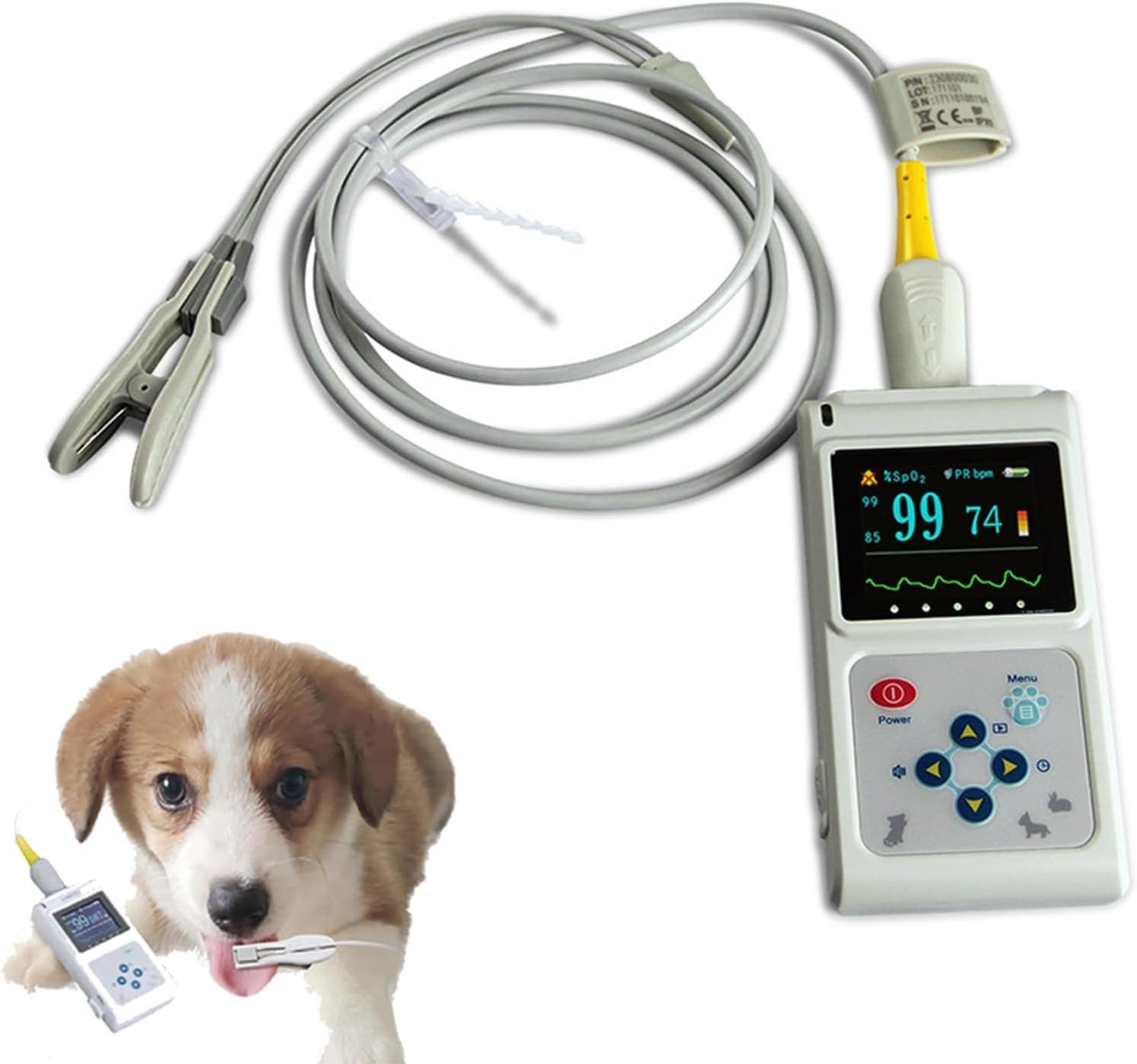 Oxímetro De Pulso Veterinario De Mano, Monitor De Frecuencia De Pulso Que Monitorea La Frecuencia Cardíaca Del Latido Del Corazón De Perros Y Gatos, Spo2 Oído/Lengua, For Gatos Y Perros