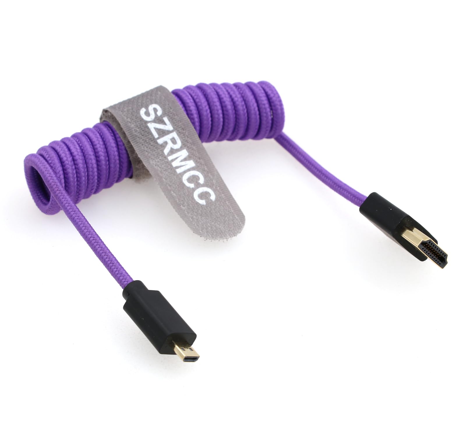 SZRMCC 8K 2.1 Micro HDMI to HDMI High Speed Coiled Braided Cable for GoPro Hero 3/4 Canon EOS M5 Sony A6000 A7III RX10 Nikon B500 Z6 Raspberry Pi 4 Atomos Ninja 2 Monitor - Image 2