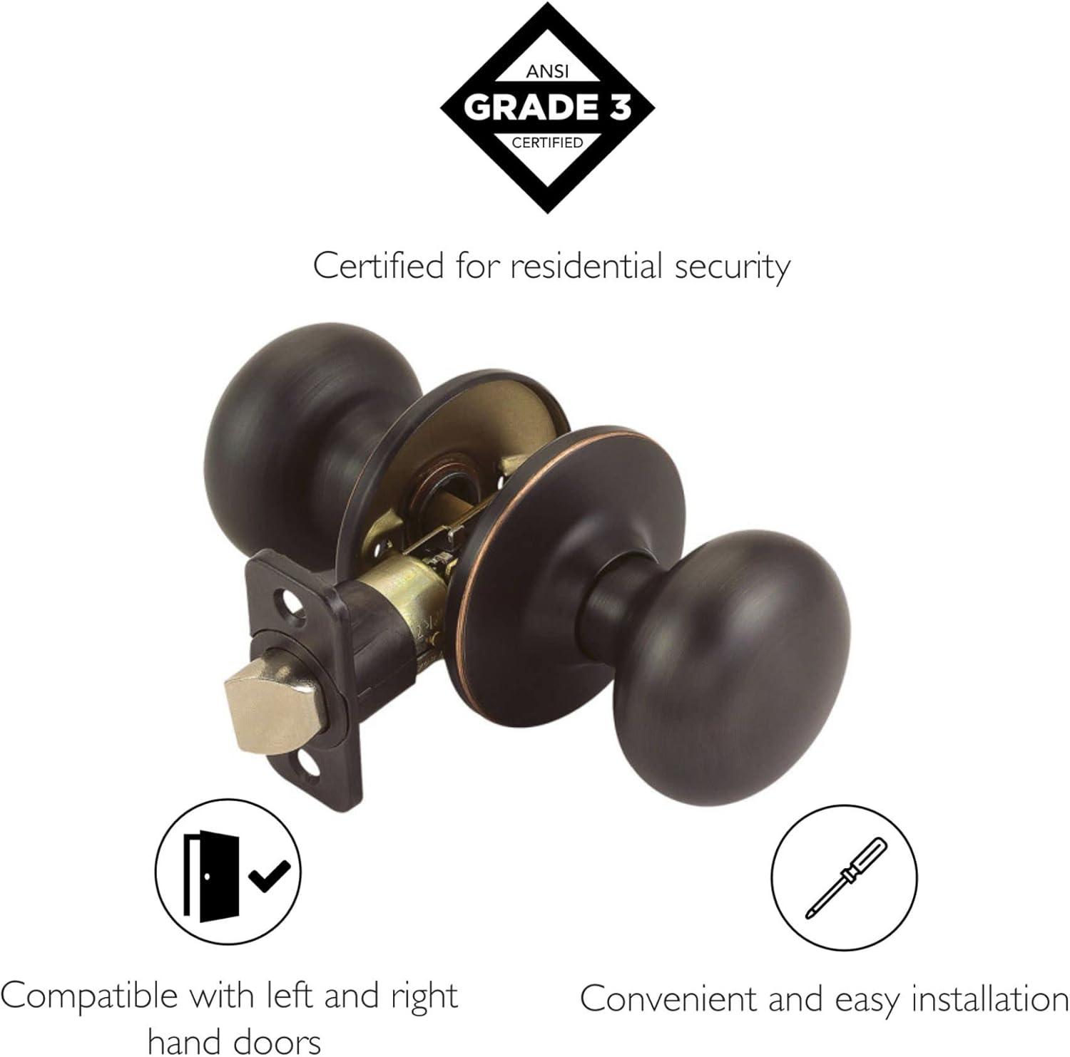 Design House 753020 Cambridge 6-Way Universal Passage Door Knob, Oil Rubbed Bronze