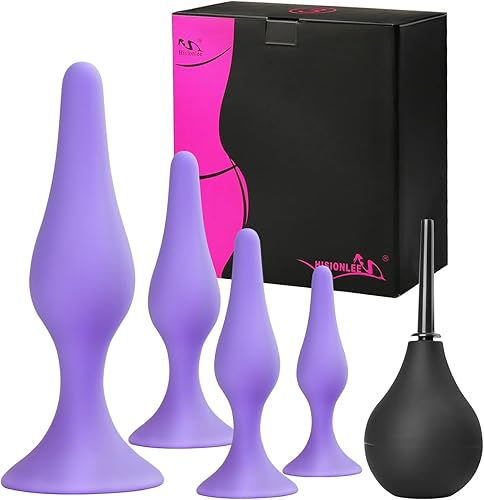 Miniatura 9 de Hisionlee Juguete sexual 4 unidades Juego de tapones anales de silicona médica Sensuality Sex Dolls Hision10002 no Negro 4 Black, Purple