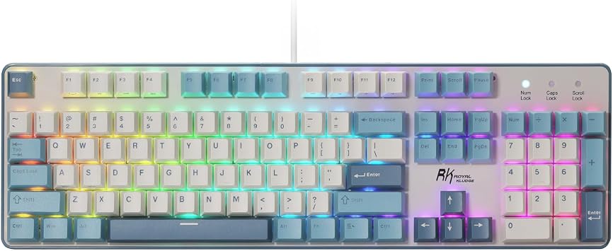 RK ROYAL KLUDGE RK920 Full Size Mechanical Keyboard Wired, RGB Backlit | 104 Keys Computer Keyboard, Hot Swappable Custom Switches, Double-Shot PBT Keycaps, Anti-Ghosting Gaming Keyboard for PC Mac