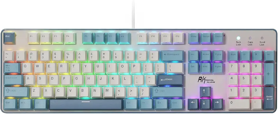 RK920 Wired Mechanical Keyboard, Full Size 104-Key RGB Gaming Keyboard with Number Pad, Hot Swappable Creamy Linear Switches, PBT Keycaps, Anti-Ghosting PC Gaming Keyboard for Win/Mac