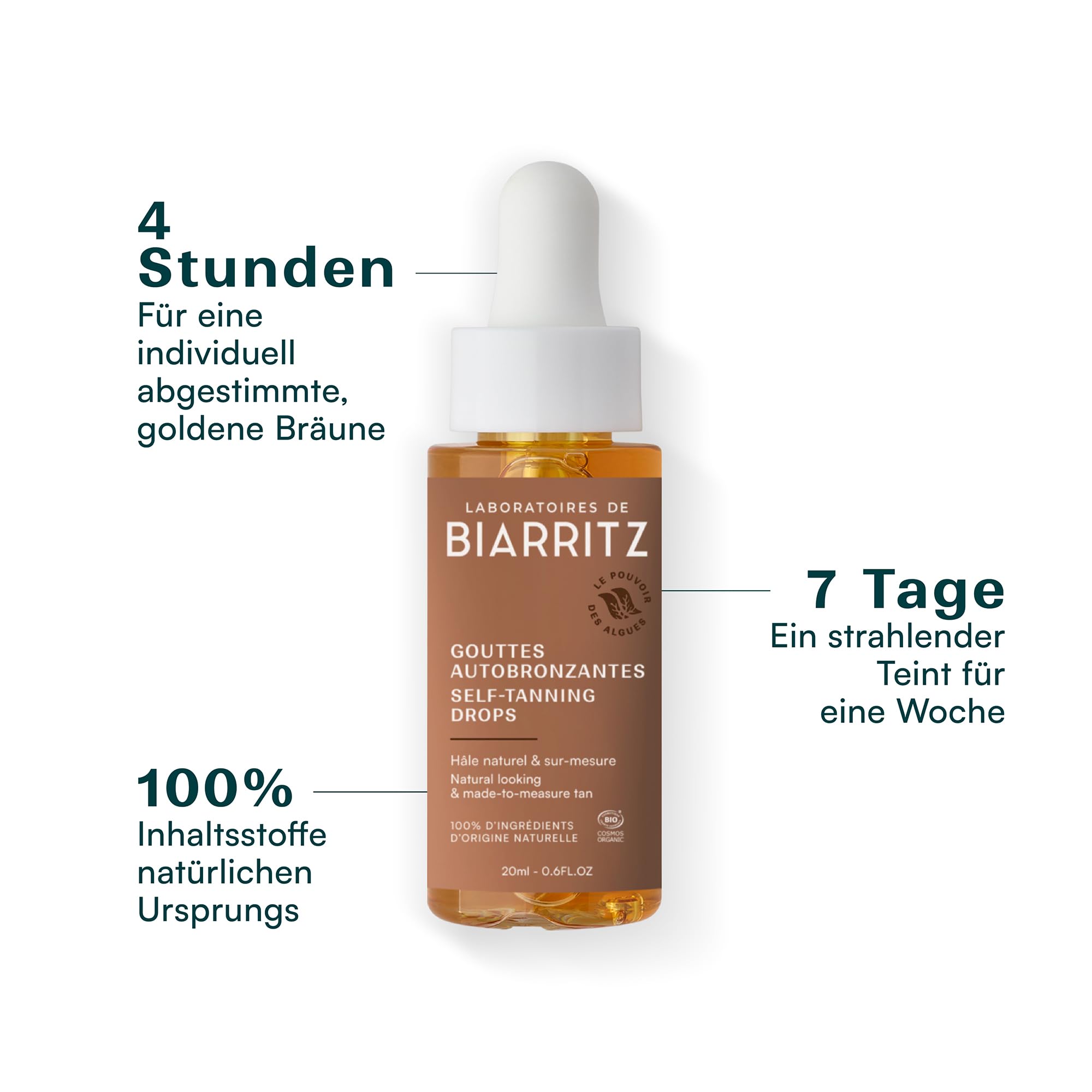 Laboratoires de Biarritz - Bio-Selbstbräunungstropfen - Eine schöne natürliche Bräune nach Wunsch - Gesicht und Körper - 20 ml