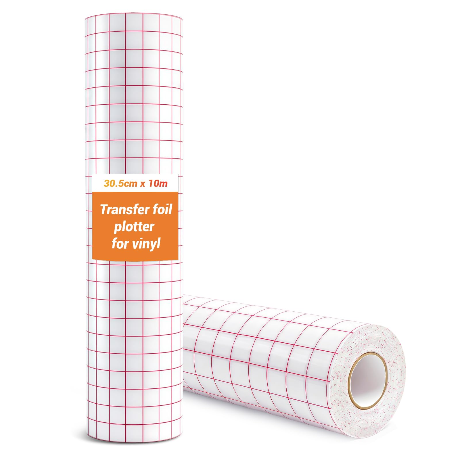 HAGOT Transfer Tape for Vinyl, 12" x 33 FT Transfer Paper Tape Roll with Red Alignmen Grid Medium Tack, for Mugs, Windows, Walls, Ceramics, Glass, 30.5cm×10m