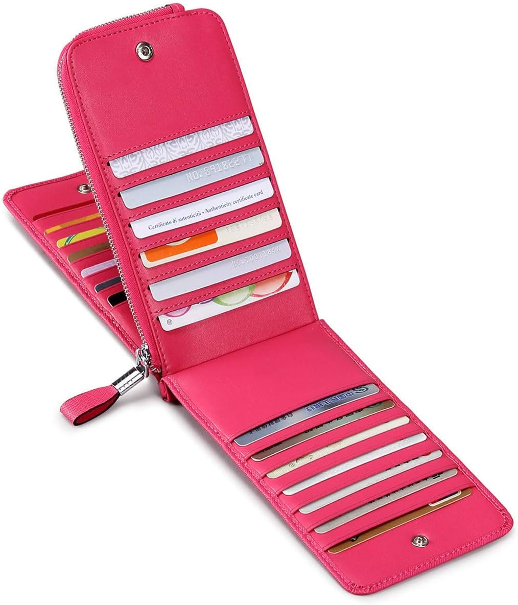 Women's Genuine Leather Credit Card Holder RFID Long Zipper Purse Wallet - Image 2