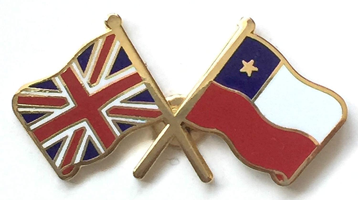 Great Britain & Chile Flags Friendship Courtesy Enamel Lapel Pin Badge