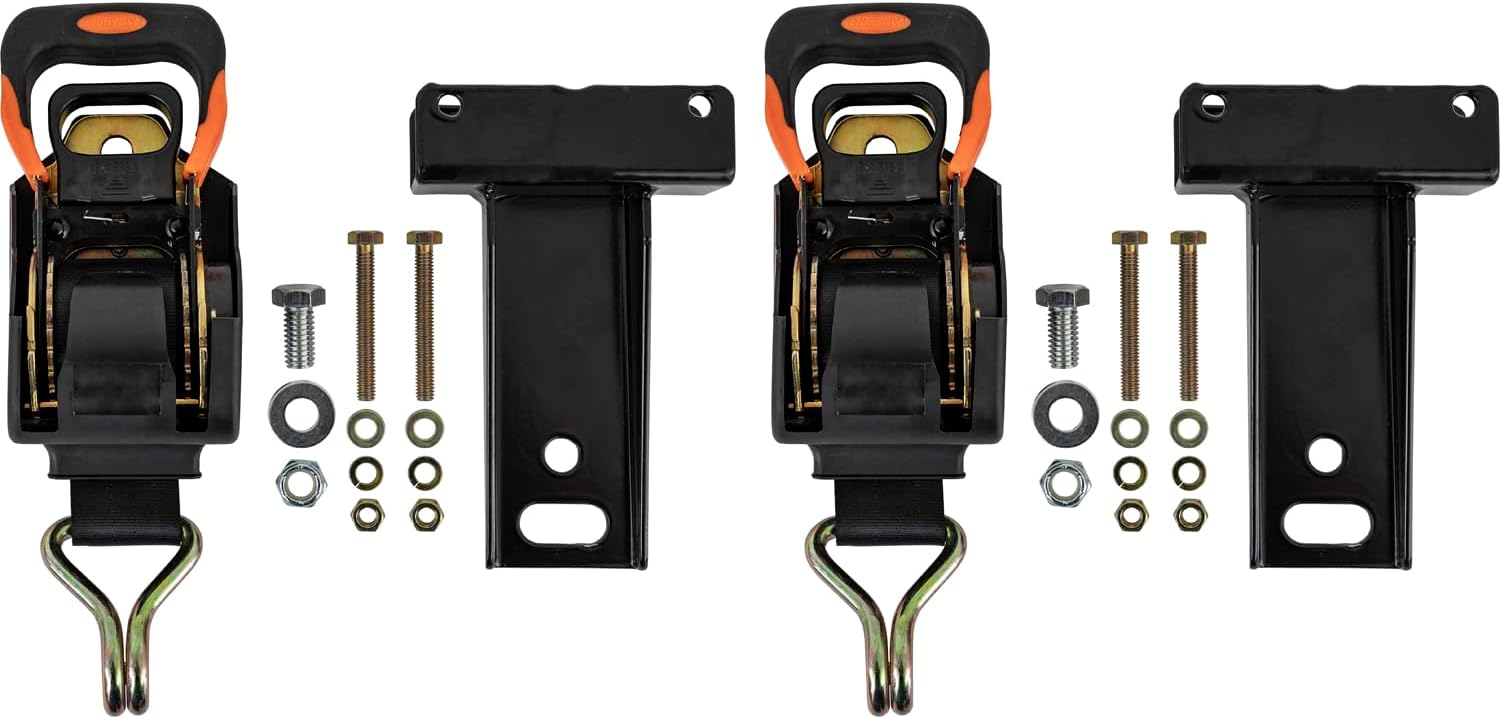 Buyers Products 5480017 Retractable Ratchet Straps for Round Tube Ladder Racks, 8ft x 2in, 2-Pack, Heavy Duty Tie Down Straps with Double J Hooks, Truck Bed Accessories - Image 5