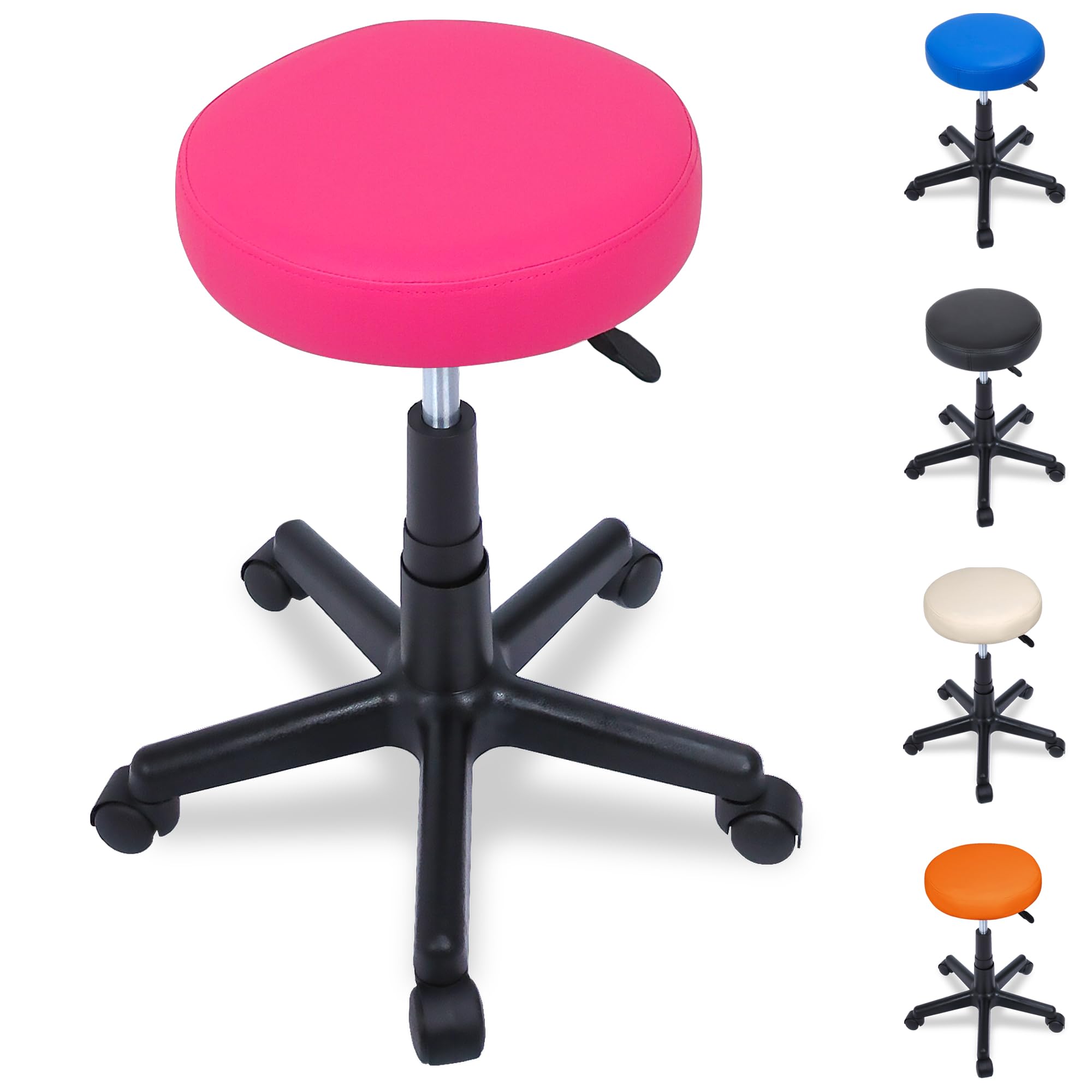 Beltom® Rollhocker Arbeitshocker Drehhocker Kosmetikhocker Drehstuhl Stuhl Bürostuhl - Pink