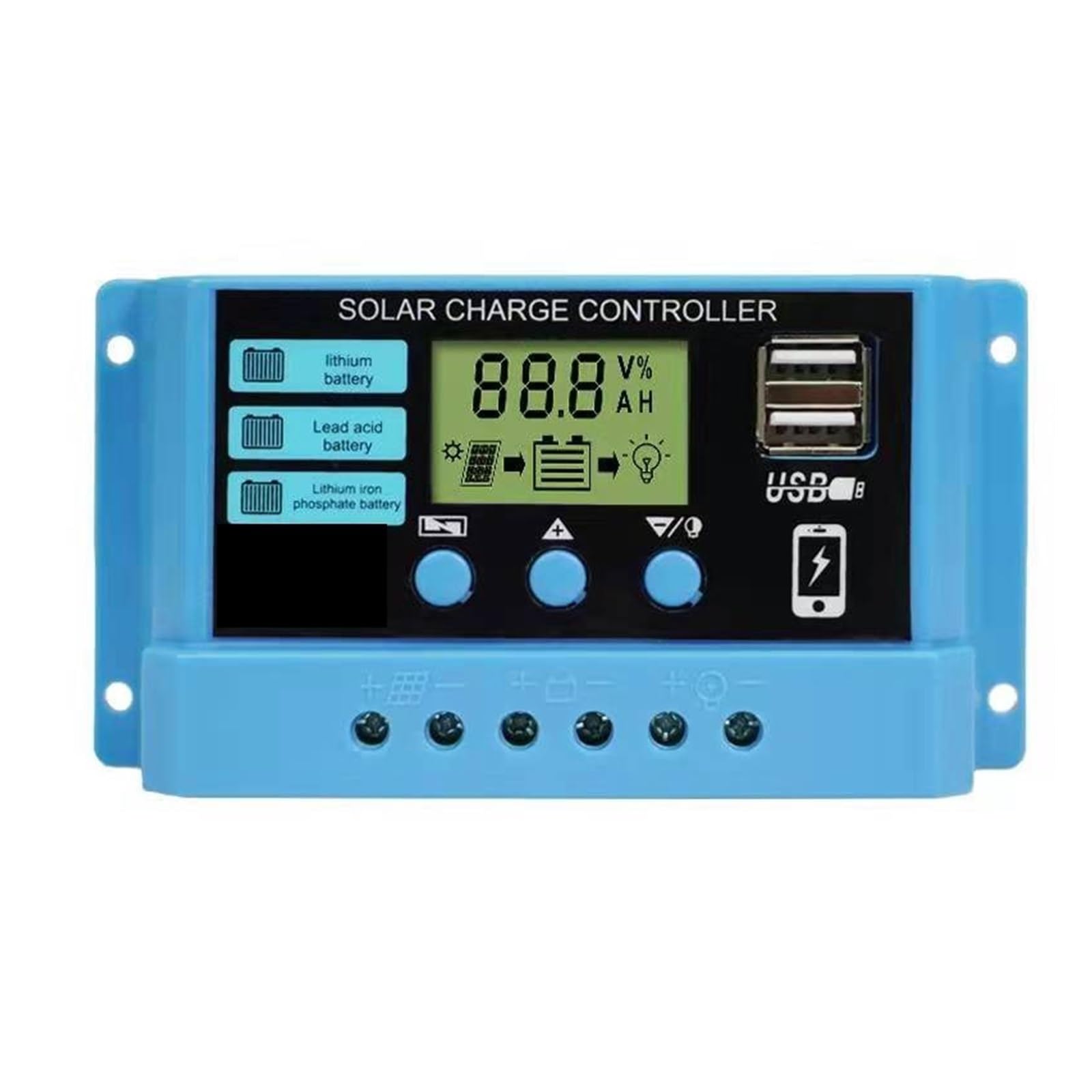 CUDTAPI 10A 20A 30A 12V 24V MPPT Solar Charge Controller 50VDC PV Regulator Colorful Screen(PWM 10A)