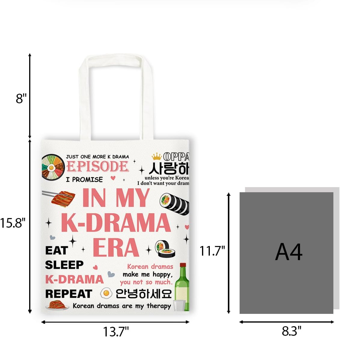 K-Pop Gift Tote Bag for Kpop Music Lover Korean Drama Canvas Tote Bag Gift for K-Pop Lover, Double-Sided Print Bags - Image 3