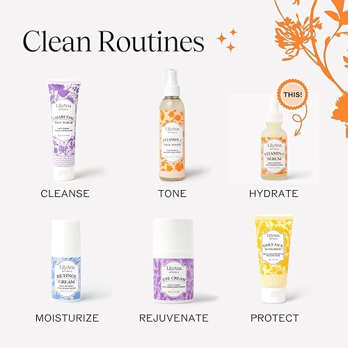 Miniatura 8 de LilyAna Naturals Suero de vitamina C para la cara, suero facial con ácido hialurónico y vitamina E, suero antienvejecimiento, reduce las manchas de