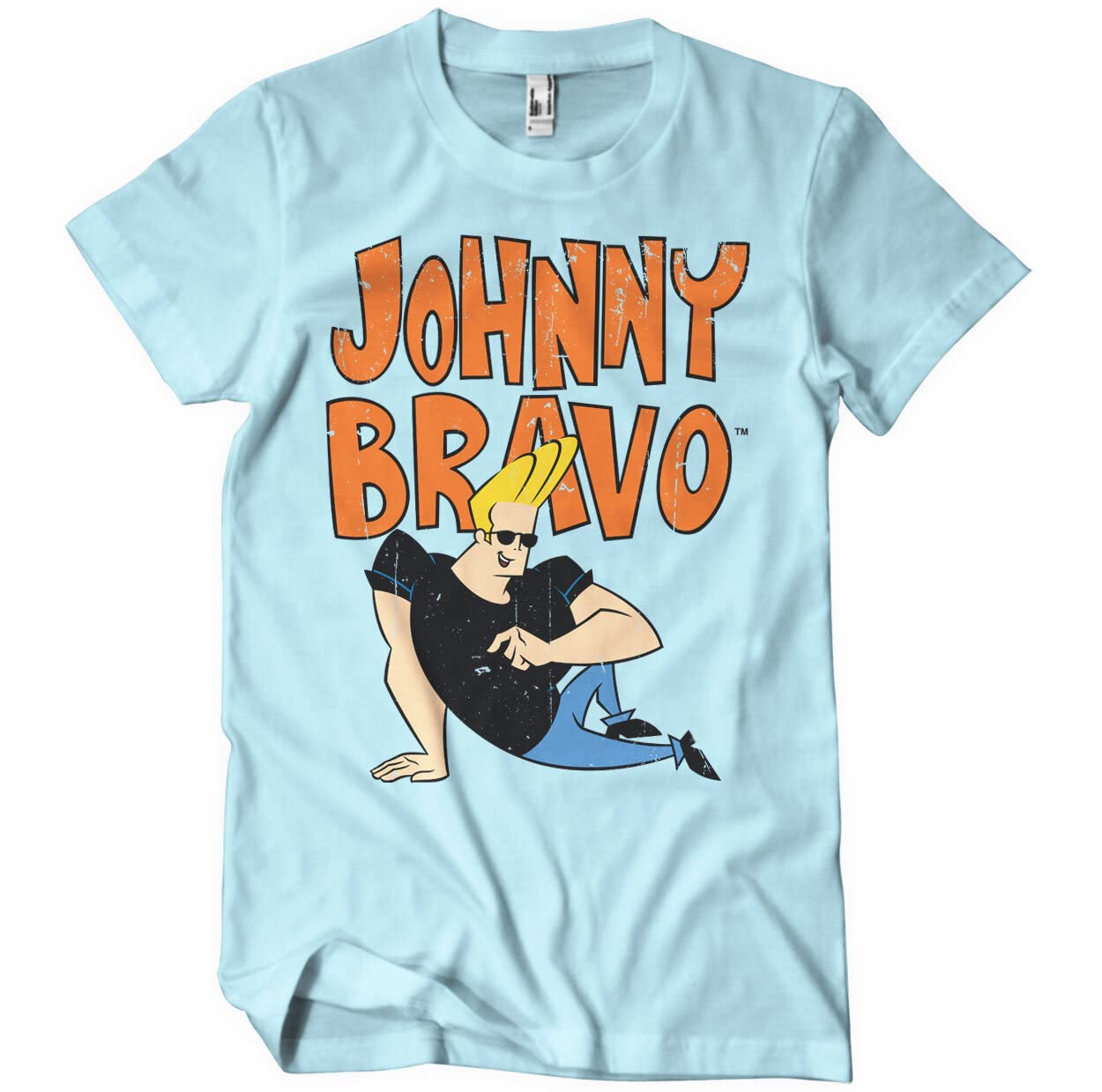 Johnny Bravo Officially Licensed Mens T-Shirt (Sky Blue), X-Large