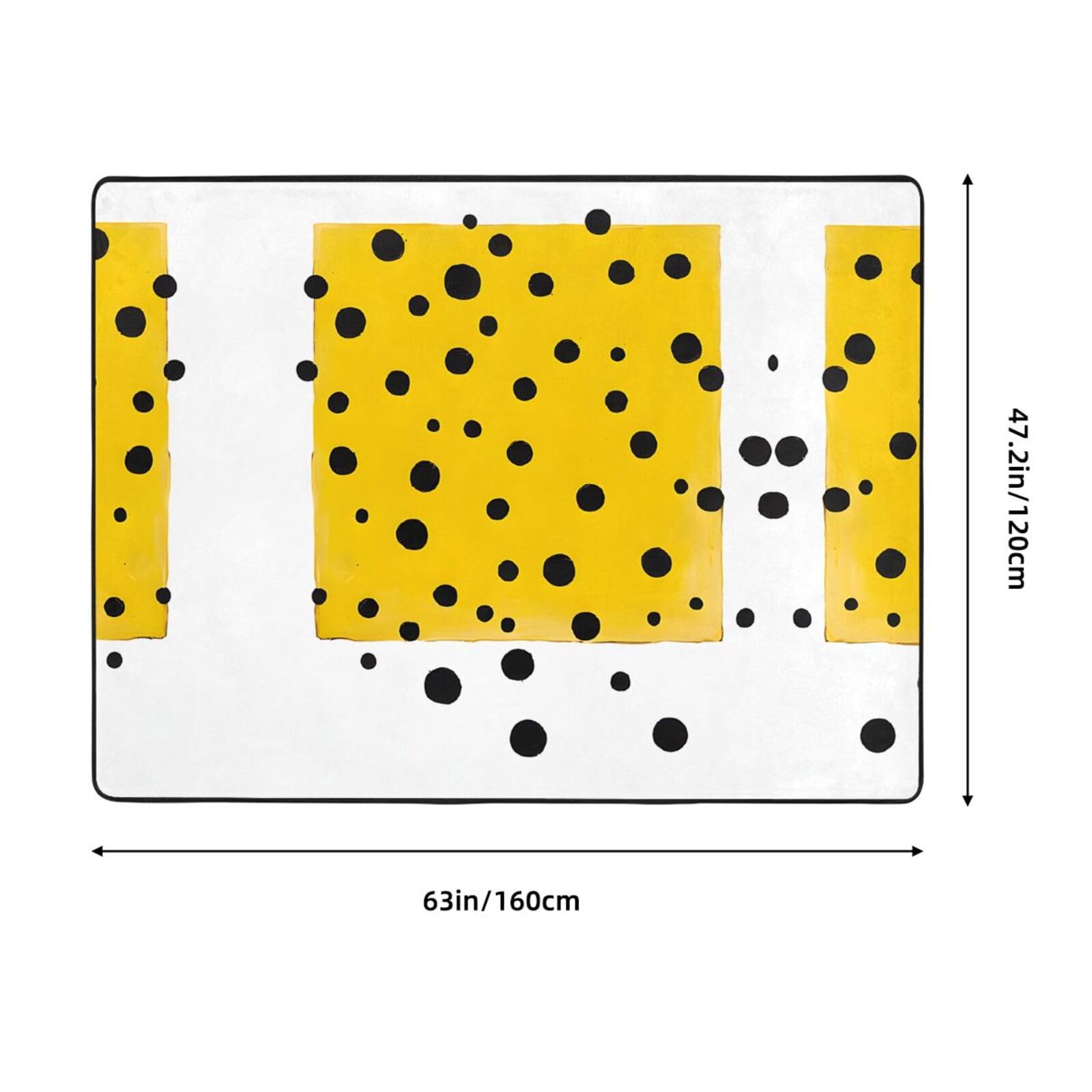 Teppich, Senfgelb und Schwarz, bedruckt, 160 x 121,9 cm, weich, rutschfest und langlebig, Bodenmatte für Wohnzimmer, Büro und mehr