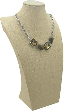Tall Cream Linen Curved Jewelry Necklace/Chain/Pendant Display Bust  17" Tall