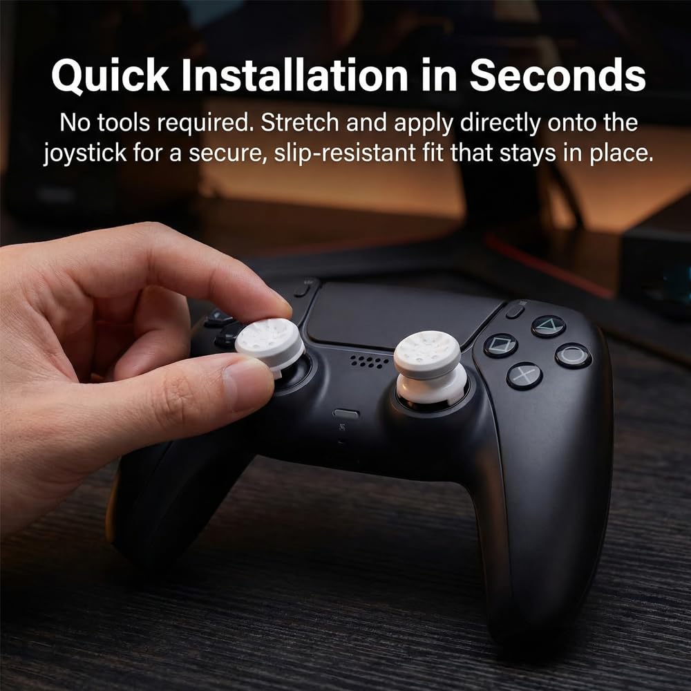 Purple Thumb Stick Grips for PS5 & PS4 Controllers, Anti-Slip Silicone Controller Thumb Grips, Joystick Grip Caps to Improve Accuracy & Reduce Fatigue, Gaming Analog Stick Covers (2PCS) — view 6