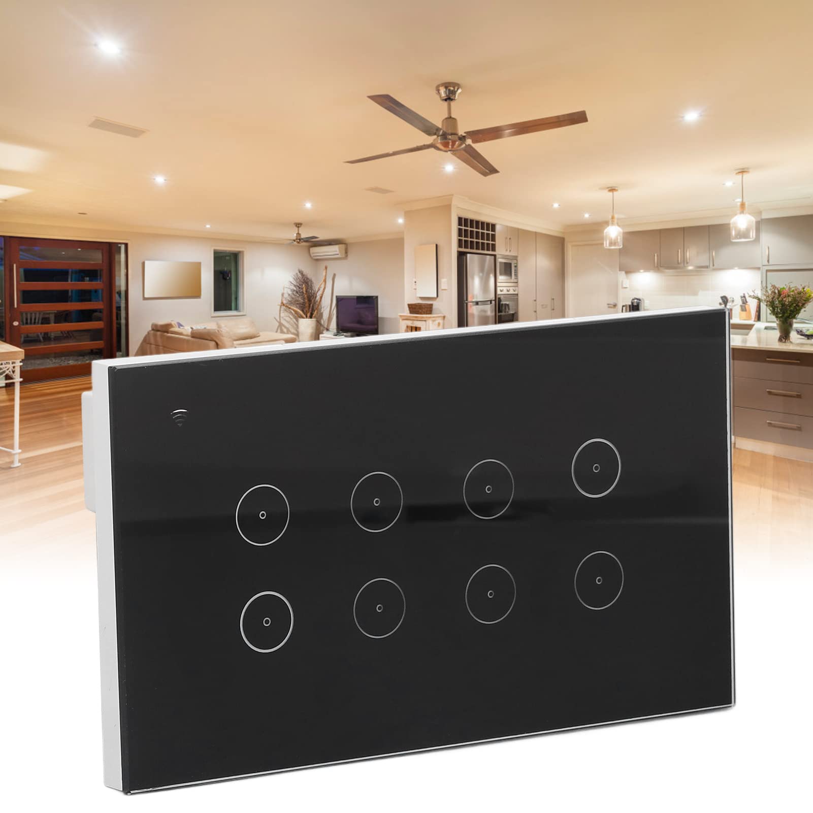 Marhynchus Interruptor de Pared WiFi Inteligente de 8 Bandas, Interruptor Táctil con Control Remoto con Control de Aplicación de Voz, para Apartamento de Hotel de Oficina en Casa