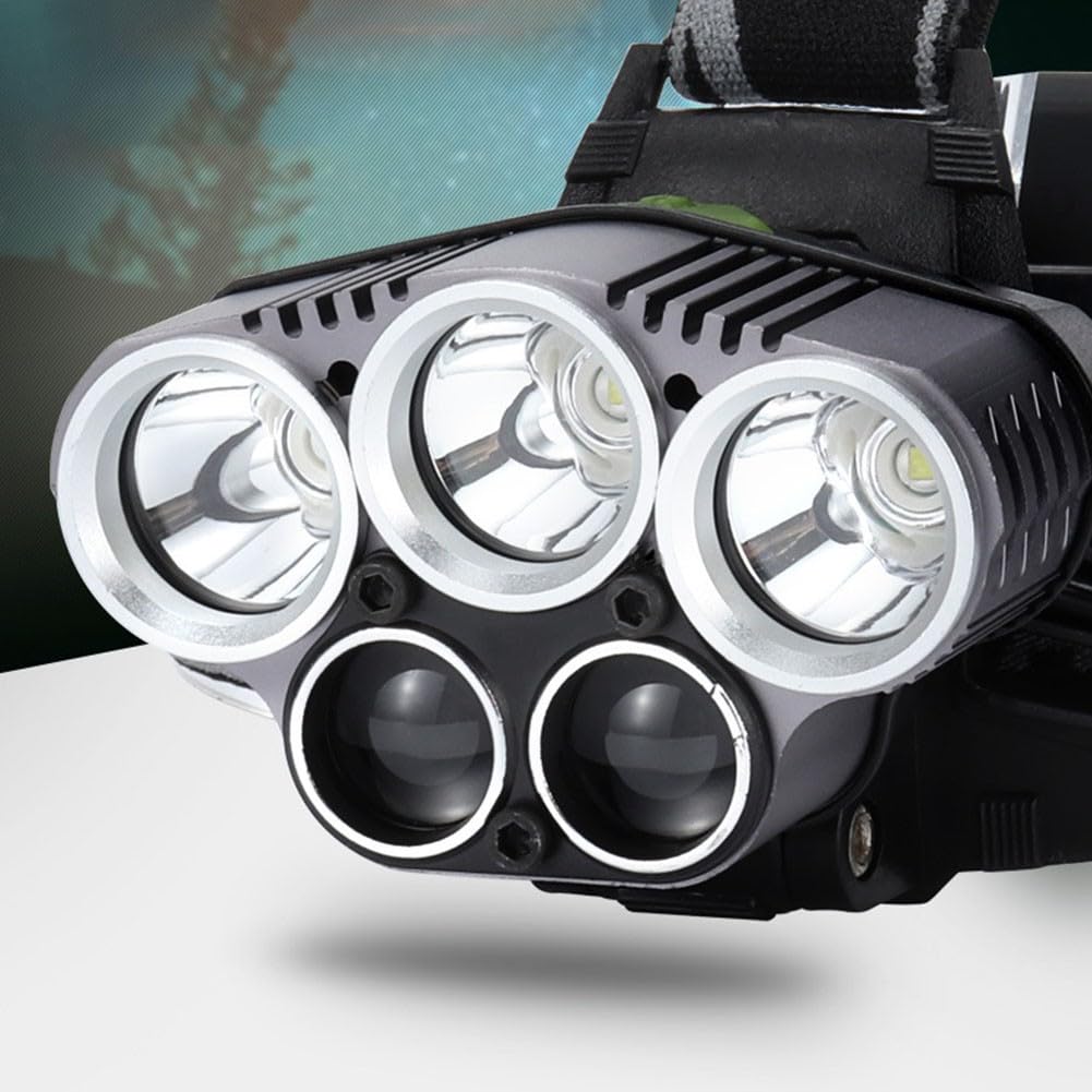 Lampada frontale a LED ricaricabile 4 modalità fascio regolabile 90° per campeggio escursionismo